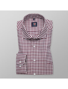 Willsoor Camisa Slim Fit Con Patrón De Cuadros Color Borgoña, Gris y Blanco Para Hombre 11689