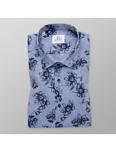 Willsoor Camisa Slim Fit de hombre con estampado de flores azul oscuro 11882