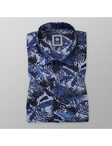 Willsoor Camisa para hombres clásica con estampado floral azul oscuro 11885