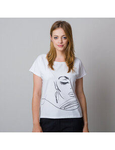 Willsoor Camiseta para mujeres en color blanco con estampado negro 11941