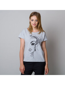 Willsoor Women's t-shirt in grey with black print 11944