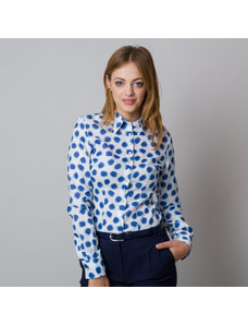 Willsoor Camisa para mujer con estampado de puntos azules 11919