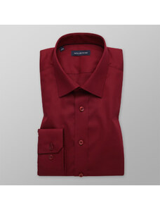 Willsoor Camisa Slim Fit Color Rojo Oscuro Con Estampado Liso Para Hombre 12168