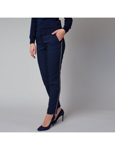Willsoor Pantalones para mujer de vestir azul oscuro con raya lateral 12219