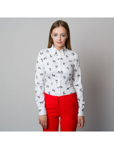 Camisa de mujer Willsoor 7735 en blanco colorear con patrón tacones