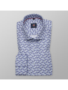 Willsoor Camisa clásica para hombres con estampado paisley azul 12275