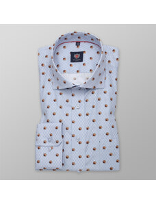 Willsoor Camisa clásica de hombre con estampado de lunares naranja 12277