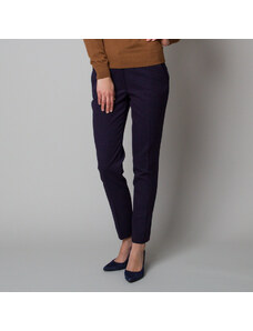 Willsoor Elegante pantalón azul oscuro para mujeres con un delicado patrón 12371