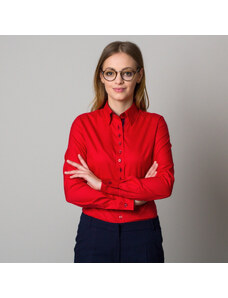 Willsoor Camisa para mujer roja con un estampado en contraste 12382