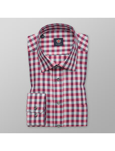 Willsoor Camisa Slim Fit Con Patrón De Cuadros Color Rosa-Gris Para Hombre 12405