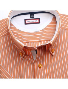 Willsoor Camisa Slim Fit (Altura 176-182) Color Naranja Con Patrón De Rayas Para Hombre 6270