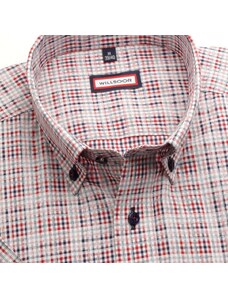 Willsoor Camisa Slim Fit (Altura 176-182) Color Rojo Con Comprobado Para Hombre 6574