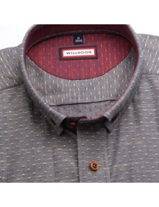 Willsoor Hombres Ajustado camisa (altura 176-182) 6713 en gris colorear con manga corta