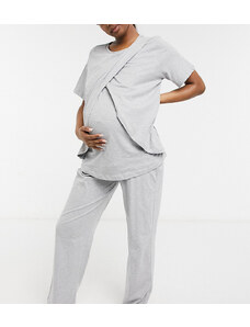 ASOS Maternity Pantalones de pijama grises jaspeados de pernera recta Mix & Match de ASOS DESIGN Maternity