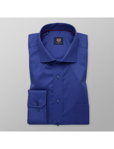 Willsoor Camisa clásica para hombres en azul con patrón liso 12460