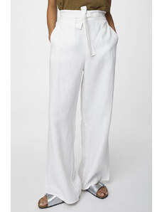 Glara White ladies wide hemp trousers