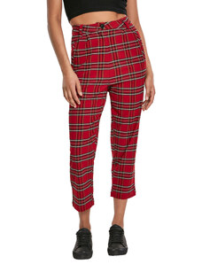 Pantalones de mujer URBAN CLASSICS - High Waist Checker Cropped - red/blk - TB2846