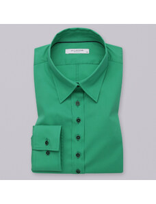 Willsoor Camisa para mujer color verde con estampado liso 12495