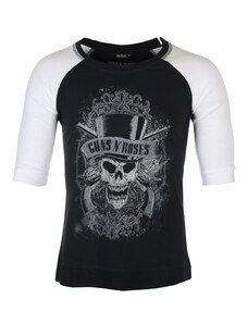 Camiseta Guns N' Roses unisex con manga 3/4 - Faded Skull - NEGRA / BLANCA Raglán - ROCK OFF - GNRRL17MBW