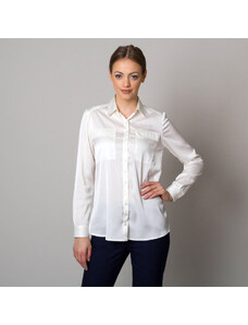 Willsoor Camisa para mujer en color blanco con estampado liso 12523