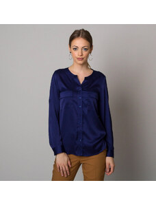 Willsoor Camisa para mujer con ajuste holgado color azul oscuro 12530