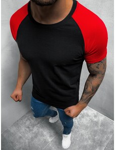 Camiseta de hombre negro-roja OZONEE O/1176