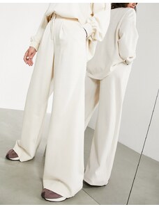 Pantalones color crema de talle alto de punto texturizado de ASOS EDITION-Blanco
