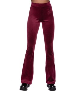 Pantalones de mujer KILLSTAR - Lounge Lizard Velvet Flares - BURGUNDY - KSRA003459