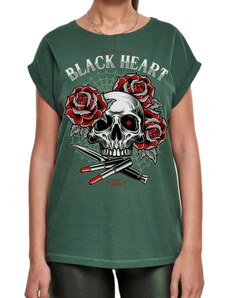 Camiseta para mujer BLACK HEART - LIPSTICK SKULL EXT - GREEN - 9067