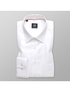 Willsoor Camisa clásica blanca con estampado liso para hombres 12605