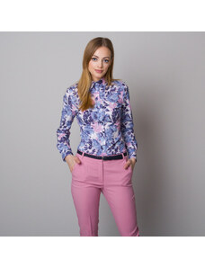 Willsoor Camisa de mujer con un suave patrón floral 12673