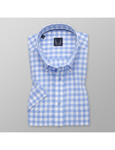 Willsoor Camisa de hombre Ajustado con luz patrón azul-blanco 12828