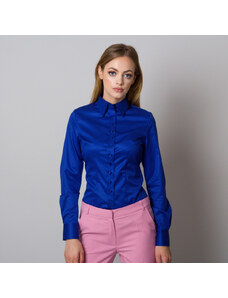 Willsoor Camisa de mujer azul oscuro con patrón suave 12908