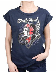 Camiseta para mujer BLACK HEART - MOTOCICLETA - AZUL - 9175