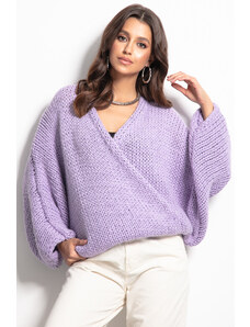Glara Women's loose fitting v-neck sweater with wool