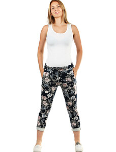 Glara Women's cotton 7/8 trousers with floral pattern