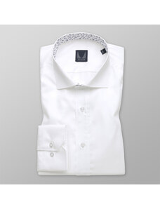 Willsoor Camisa Slim Fit Color Blanco Con Elementos De Flores Color Azul Para Hombre 12993