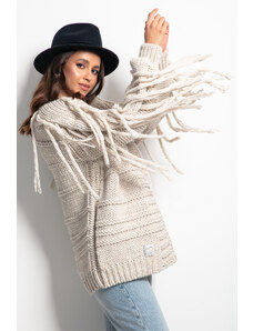 Glara Knitted wool cardigan with fringe