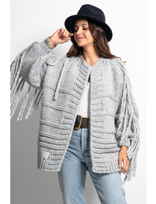 Glara Knitted wool cardigan with fringe