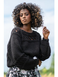 Glara Women's chunky knit sweater with wool