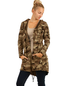 Glara Long women's camouflage cardigan without closing