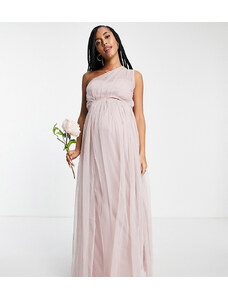 Anaya Maternity Vestido para dama de honor largo rosa asimétrico de tul de Anaya With Love Maternity