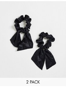Pack de dos coleteros negros con cinta corta de satén de Easilocks-Sin color