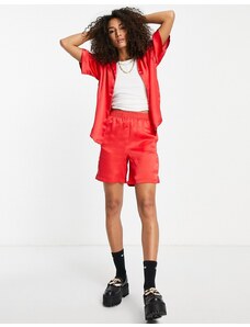 Pantalones cortos rojo luminoso de satén de JJXX (parte de un conjunto)-Rosa