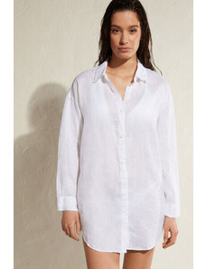 Calzedonia Camisa de Lino Mujer Blanco Tamaño L