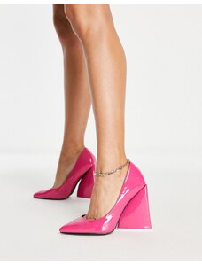 Zapatos rosa intenso con tacón de bloque llamativo de charol As I Am de EGO