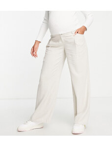 ASOS Maternity Pantalones color avena de pernera ancha de mezcla de lino de ASOS DESIGN Maternity-Beis neutro