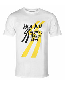 Camiseta para hombre Bon Jovi - Slippery When Wet - BLANCO - ROCK OFF - BONJTS05MW
