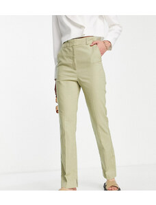 ASOS Tall Pantalones color oliva de corte cigarette slim ajustado de lino de ASOS DESIGN Tall-Verde