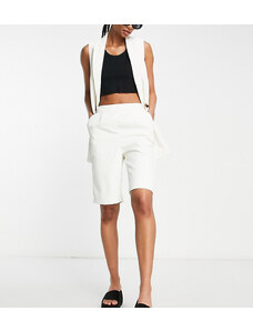 Pantalones cortos de sastre color crema de Pieces Tall (parte de un conjunto)-Blanco